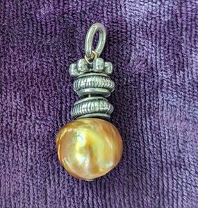 Handmade Pendant With Natural Tahitian (?) Or South Sea (?) Golden Pearl